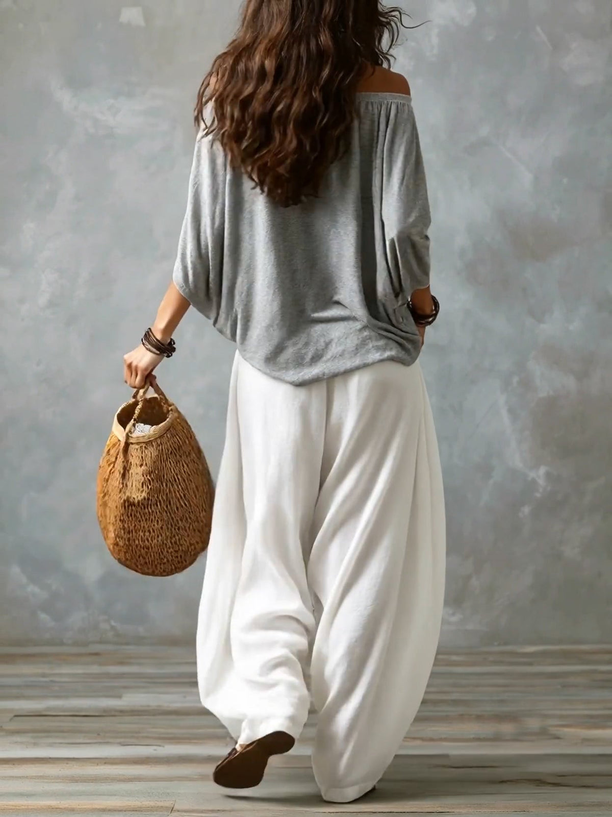 Luna - Ensemble épaules dénudées et pantalon fluide