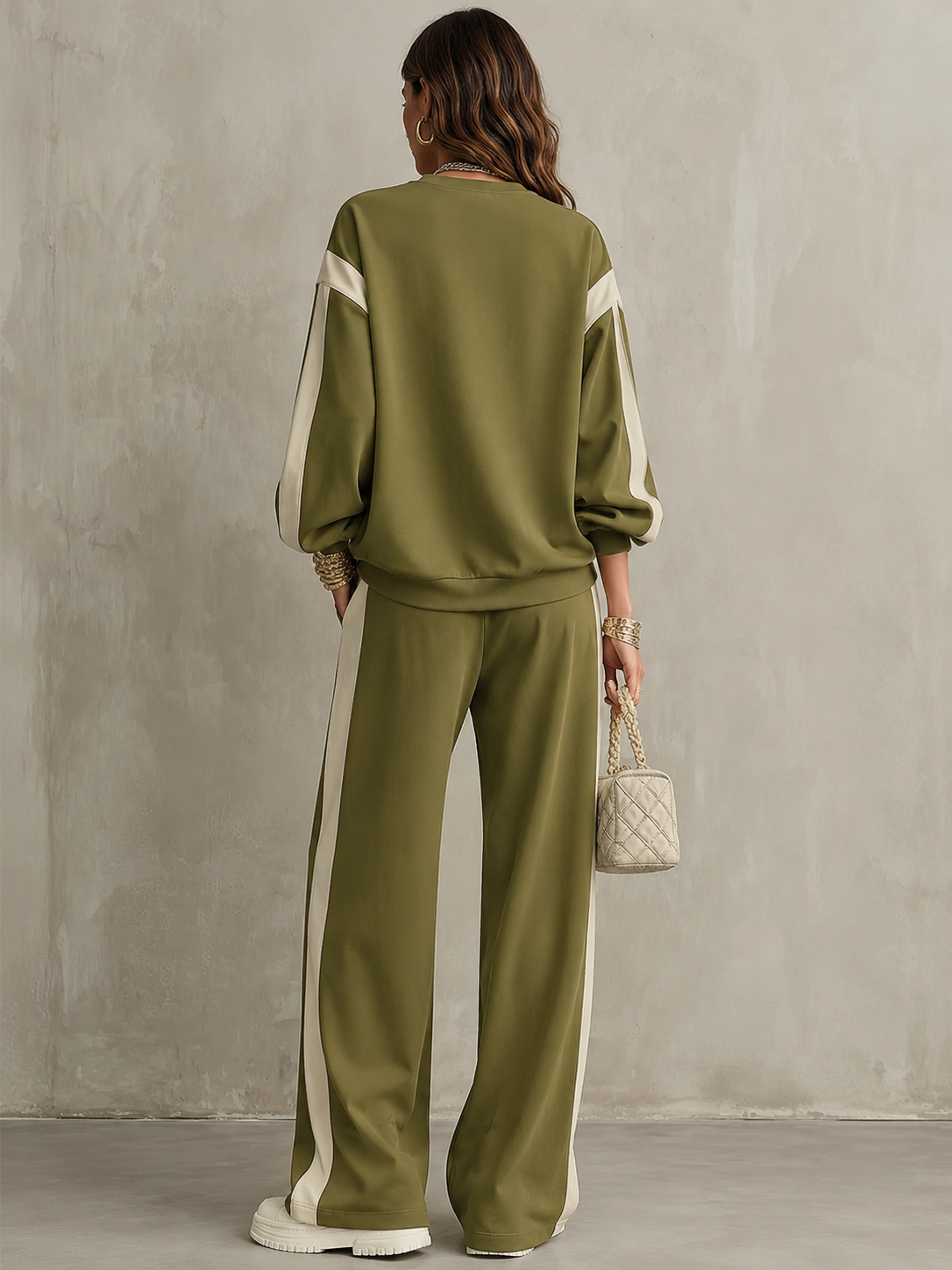 Eudoxie - Ensemble Vert Olive Décontracté